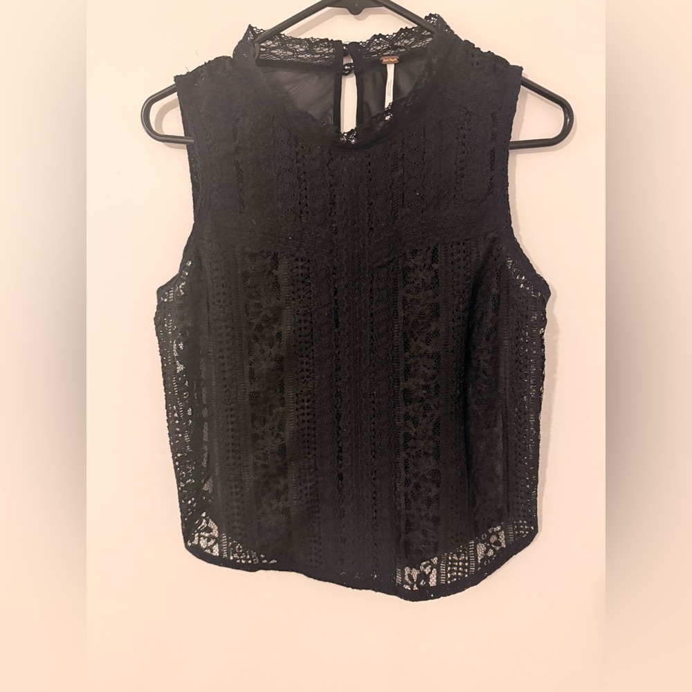 Free People Black Lace Blouse